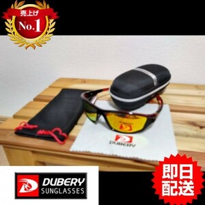 1番人気　偏光サングラス ブラックフレーム　 ミラーイエローレンズ DUBERY