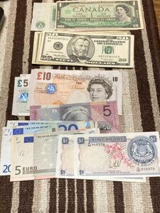 アメリカ ドル紙幣 カナダ、ヨーロッパなど旧紙幣多数　69ドル、50ユーロ、40ポンド　まとめて　送料無料