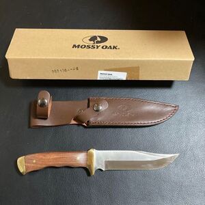 【24時間以内発送】ケース付き MOSSY OAK モッシーオーク シースナイフ 天然ウッドハンドル 全長275mm アウトドア