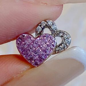 ハート型！！【Pink Sapphire】ピンクサファイア　ダイヤモンド　K18WG 約1.6g 