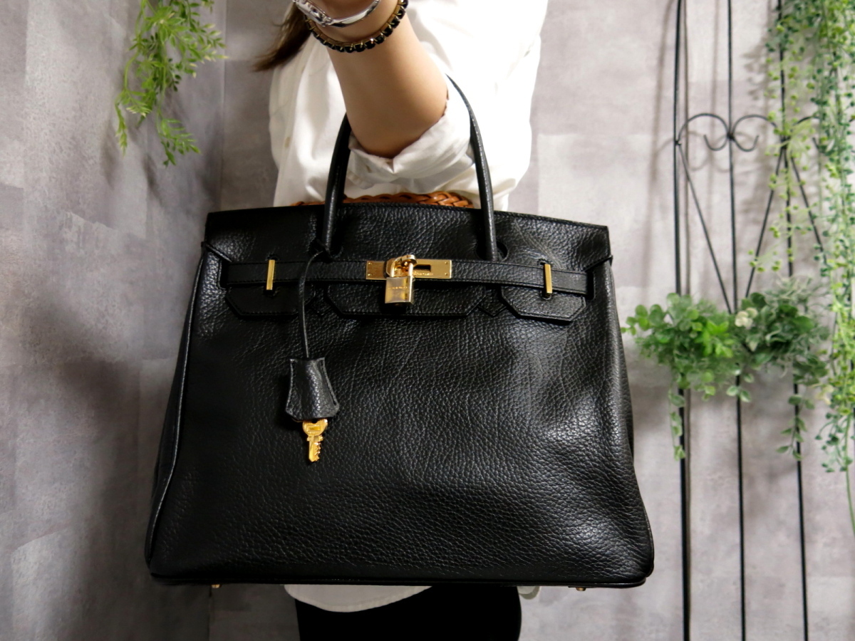 極美品】ヘンリーハイクラス バーキン35 カデナ シボ革 ブラック www
