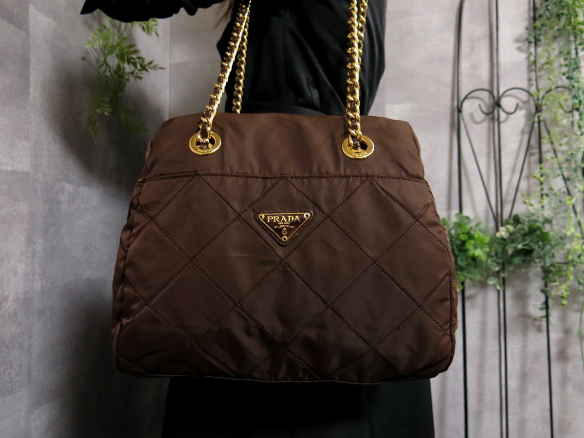 定番 プラダ バッグ チェーンバッグ べっこうチェーン 赤 PRADA - 正規