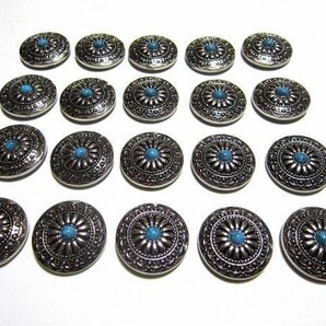 ターコイズ風コンチョ ブルー 30mm ネジ式 20個セット #