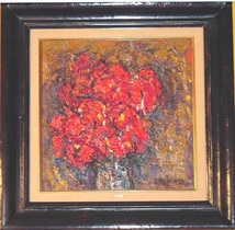 ◆即決◆　千本裕三「赤い花」　油彩6号・　　_画像1