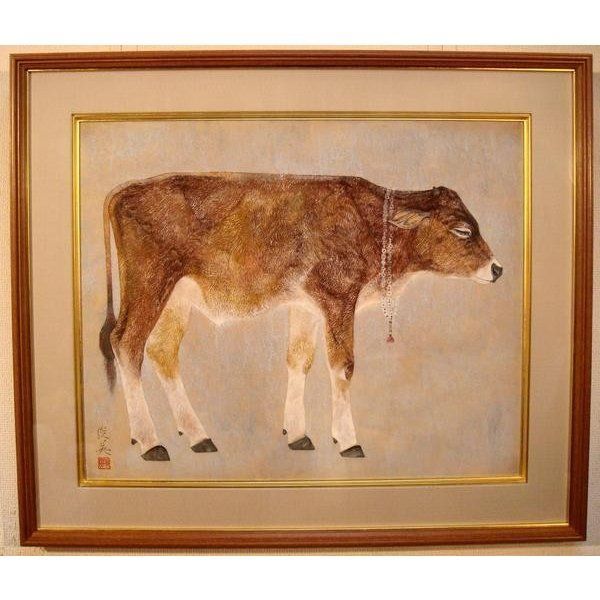 Toshihide Nishida Calf Japanese Painting No. 15 (Japan Bijutsuin Doujin), painting, oil painting, portrait