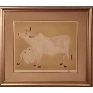 Art hand Auction Togyu Okumura Sacred Cow Lithograph No. 8 Japan Art Institute Doujin, painting, oil painting, portrait