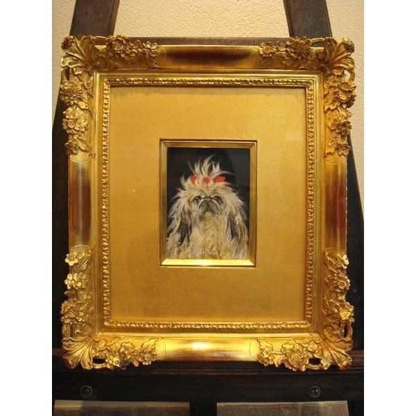 Inoue Kakuzo Ribbon Dog Oil painting thumb hole, Painting, Oil painting, Portraits