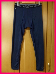 送料無料★ナイキプロ・ロングタイツXL ネイビー コンプレッション NIKE FIT/濡れても乾きやすい 中央メッシュ切替で快適 NIKE
