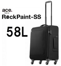 『現金値引最大16.5％OFF』ACE正規店◆ace.TOKYO[ロックペイントSS]ソフト スーツケース キャリーケース58L ブラック*軽量2.8㎏◆22,000円_画像1