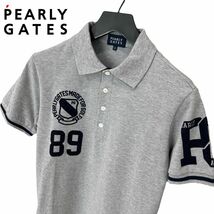 美品 識別タグ有り / PEARLY GATES パーリーゲイツ / コットン 鹿の子 ピケ 半袖 ポロシャツ / 4 (M) メンズ / グレー 日本製 ゴルフウェア_画像1