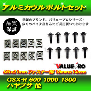 【郵送無料】アルミカウルボルトセット 10個セット M6x21mm 汎用 HONDA YAMAHA SUZUKI KAWASAKI 黒　ブラック BLACK