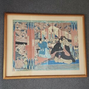 Art hand Auction [140i1679]木版画 版画 板元 萬孫 版画 木版 役者絵 歌舞伎絵 一部破れあり 額にキズあり, 絵画, 浮世絵, 版画, 歌舞伎絵, 役者絵