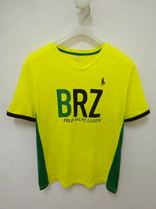 POLO RALPH LAUREN 半袖Tシャツ Vネック BRZ ブラジル 黄色 緑 黒 メンズ XL ポロラルフローレン