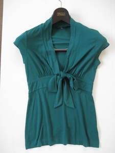 SALE* Banana Republic stretch material short sleeves cut and sewn S size *BANANA REPUBLIC green green 