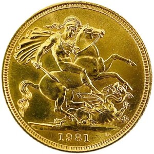 エリザベス2世 金貨 イギリス ソブリン 美品 1981年 22金 7.9g イエローゴールド コイン GOLD コレクション 美品