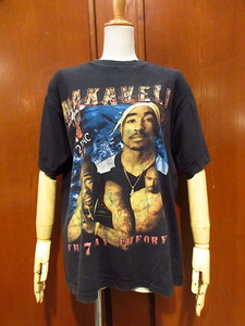  Vintage 90's*2PAC both sides print cotton T-shirt black XL*220531i1-m-tsh-bn 1990s trumpet -2 pack MAKAVELI