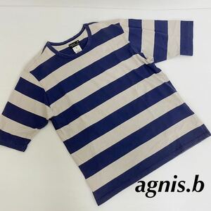 agnis b ボーダー半袖Tシャツ　サイズ3 ボーダーTシャツ 太 ボーダー