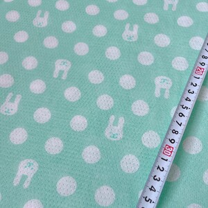 ドット柄 うさぎ コットン メッシュ ニット abn50 180×60cm ハンドメイド 水玉 ウサギ柄