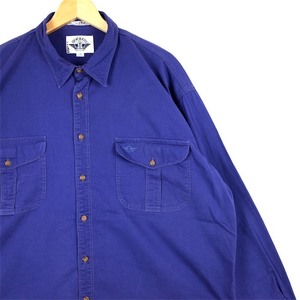 80's 90's DOCKERS ドッカーズ 長袖コットンシャツ メンズUS-XLサイズ ネイビー ナス紺 Levi's リーバイス ビンテージ sh-3547n