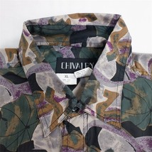 90's CHIVALRY 半袖シルクデザインシャツ メンズUS-XLサイズ ブラックベース アートプリント総柄 幾何学模様 ビンテージ sh-3472n_画像4