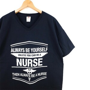 Medical Caduceus ナース 医療 Vネック半袖プリントTシャツ メンズUS-XLサイズ ブラック ケリュケイオン カドゥーケウス t-1694