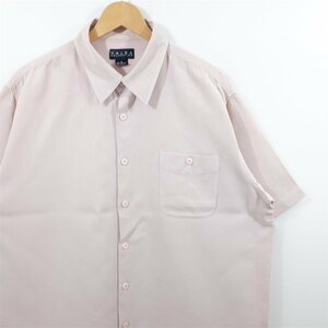 VALDA COLLECTION 100%シルク 半袖レギュラーカラーシャツ メンズ US-XLサイズ 無地 ピンク系 tn-0064n