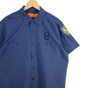 レッドキャップ ワッペン付き 半袖ワークシャツ 作業着 カジュアル メンズ US-L SSサイズ 無地 ネイビー系 tn-0096n