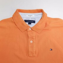 トミーヒルフィガー 半袖鹿の子ポロシャツ メンズ US-XLサイズ 無地 オレンジ系 hs-9801_画像4