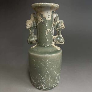 宋 龍泉窯 青磁 瓶 中国 古玩 古美術 置物 花瓶 高さ15cm