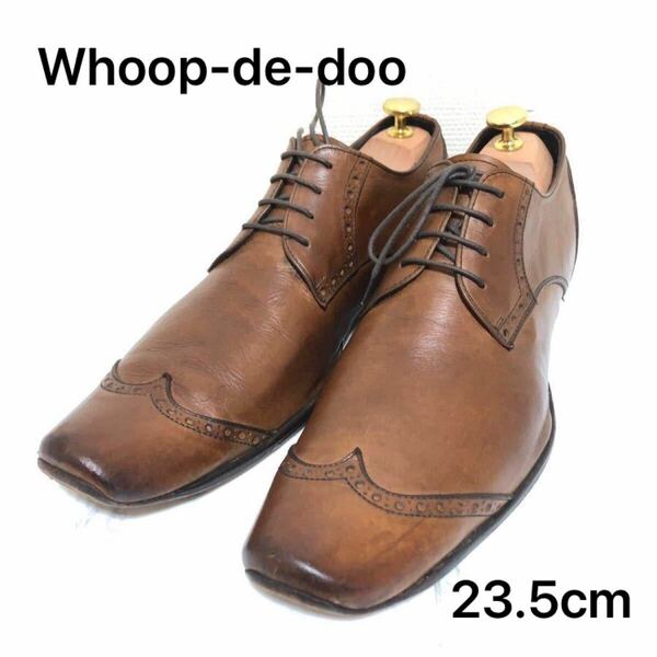 フープディドゥ（Whoop-de-doo）23.5ウィング茶 革靴　 ブラウン ビジネスシューズ ウィングチップ