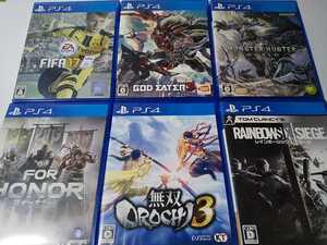 PS4 人気 ソフト 6本セット 無双オロチ3 ゴッドイーター3 レインボーシックス フォーオナー FIFA モンハン