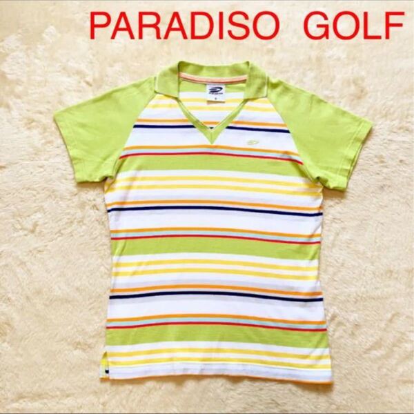 PARADISO GOLF(パラディーゾ ゴルフ) ポロシャツ (M)★ゴルフウェア★ゴルフシャツ★ボーダーシャツ