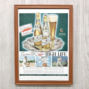 ■即決◆1939年(昭和14年) Miller High Life Beer ミラー ビール【B4-6114】アメリカ ビンテージ雑誌広告【B4額装品】当時本物広告★同梱可