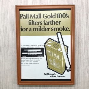 ■即決◆1968年(昭和43年) PALL MALL ポールモール タバコ Gold 100's【B4-6658】アメリカビンテージ雑誌広告【B4額装品】当時本物★同梱可