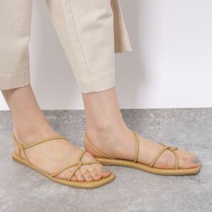 LAKOLE コードフラットサンダル キャメル