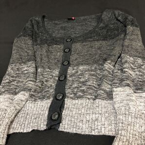 preview ボーダー カーディガン 黒 ブラック グレー 送料無料