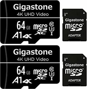 ◇新品◇QG64GB GigastoneVP-HIマイクロSDカード 64GB 2個セット Micro SD card SDアダ