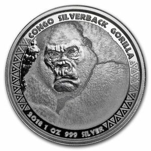 [ written guarantee * capsule with a self-starter ] 2018 year ( new goods ) navy blue go[ silver back Gorilla ] original silver 1 ounce silver coin 