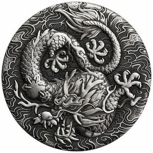 [保証書・カプセル付き] 2022年 (新品) オーストラリア「龍・ドラゴン」純銀 2オンス アンティーク 銀貨