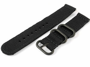 LDL966# 腕時計 交換用 取り換え ナイロン製 バンド ベルト ブラックバックル /幅18mm/ブラック AFA-46063