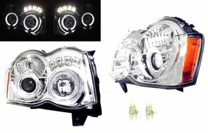  free shipping Chrysler Jeep Grand Cherokee latter term 8 ream projector lighting ring LED head light left right set 