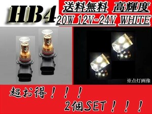 HB4(9006) バルブ ２個セット CREE製 12V-24V対応 LED スーパーホワイト 20W フォグランプ 複数注文OK デイライト 白 高輝度 送料無料