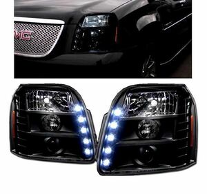  special order Japan light axis GMC Yukon denali 07-14y inner black LED projector head light left right set amber reflector free shipping 