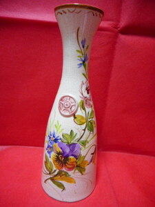 未使用品　イタリア製　手描き花柄　花瓶　花入れ　花器　
