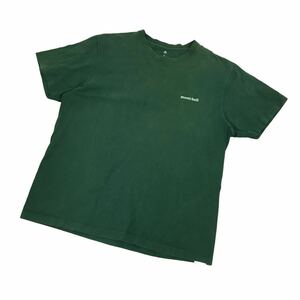 ND027 大きいサイズ mont-bell モンベル 半袖 Tシャツ トップス プルオーバー クルーネック アウトドア 綿100% グリーン系 メンズ XL