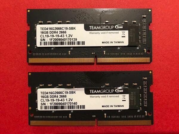 DDR4 2666MHz 32GB = 16GB x 2枚、TEAM GROUP