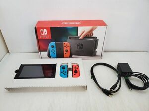 SE731-0525-49 【ジャンク】 Nintendo Switch Joy-Con (L) ネオンブルー/ (R) ネオンレッド 本体 ジョイコン ACアダプタ セット現状渡し