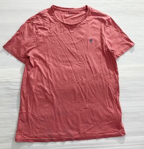 1668《Polo Ralph Lauren ポロ ラルフローレン》ポニー刺繍 コットン 半袖 Tシャツ ピンク L