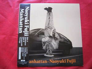 ■藤井尚之（Naoyuki　Fujii）　/　Manhattan　/　国内盤帯付き12インチシングルLPレコード　元チェッカーズ　サックスプレイヤー