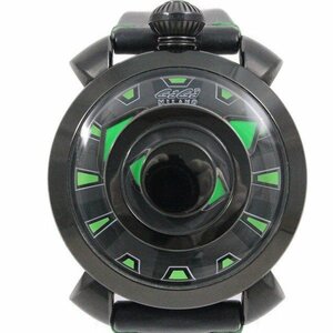 ガガミラノ ミステリーユース 自動巻き メンズ 腕時計 ブラック×グリーン 純正革ベルト 9092【いおき質店】